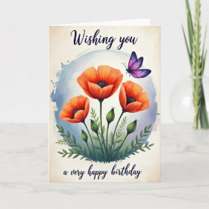 Cartão de Flores de Aniversário Vibrantes