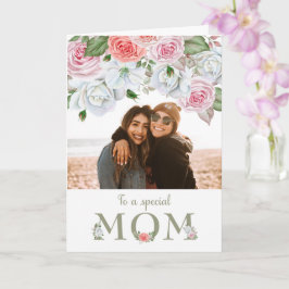 Cartão de Flores de Aquarela com Foto Personalizad