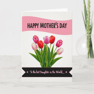 Cartão de Flores de Dia das Mães Doce Fúcsia
