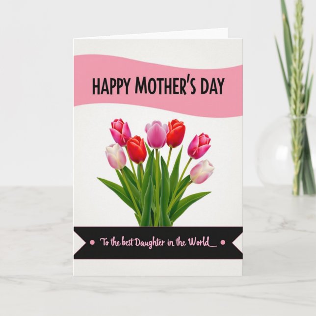 Cartão de Flores de Dia das Mães Doce Fúcsia (Frente)