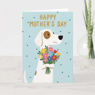 Cartão de Flores do Cachorro de Bolinhas