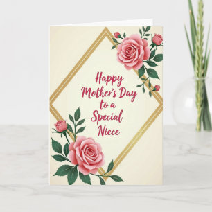 Cartão de Flores do Dia das Mães Dourado