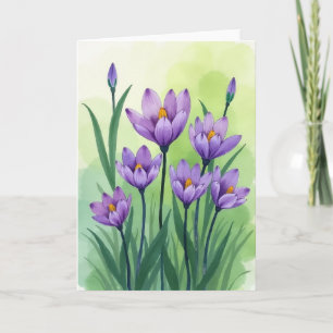 Cartão de Flores em Aquarela