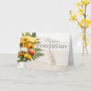 Cartão de Flores Frescas do 7 de Aniversário do Fu