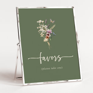 Cartão de Flores Silvestres Boho Verdes e Poster d