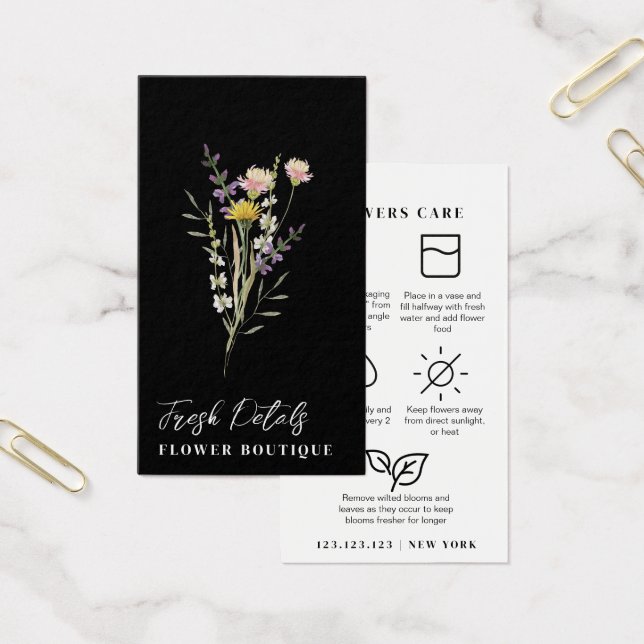 Cartão de Florista de Cuidados com Flores Minimali (Escritótio)