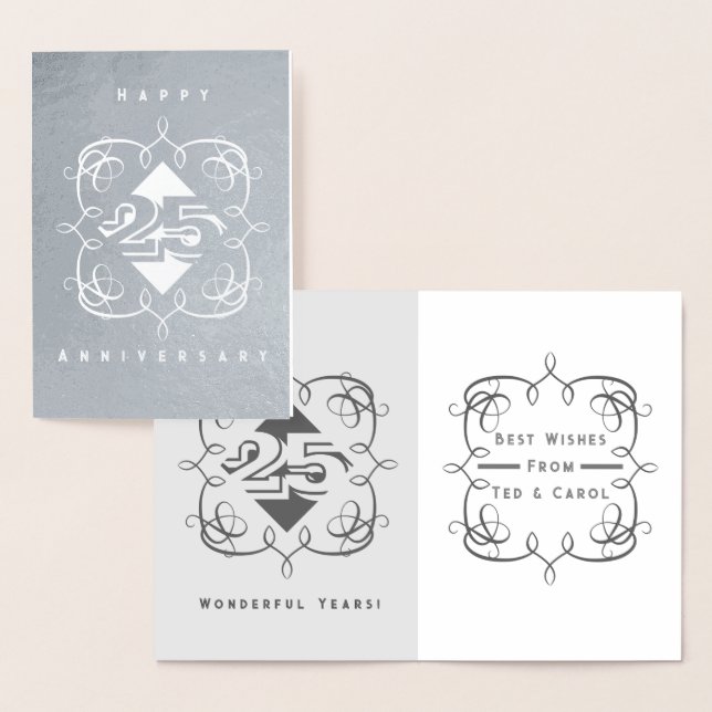Cartão de Foil de 25 Aniversário (Exibição)