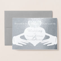 Cartão de Foil de Convite para Casamento Claddagh
