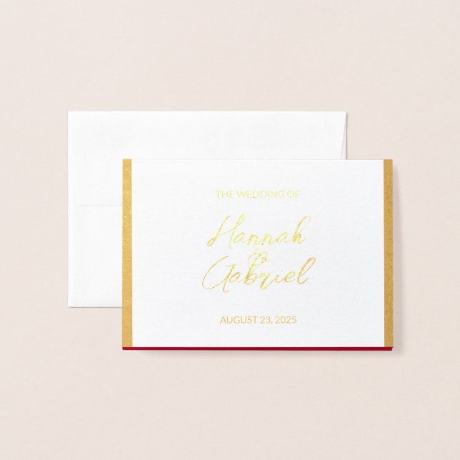 Cartão de Foil de Resposta RSVP de Casamento (Frente com Envelope)