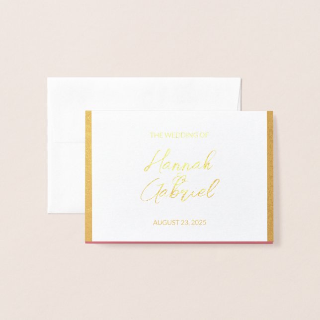 Cartão de Foil de Resposta RSVP de Casamento (Frente com Envelope)