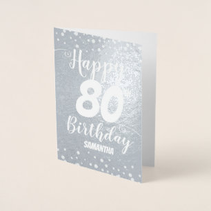 Cartão de Foil Personalizado de Aniversário 80 Hap