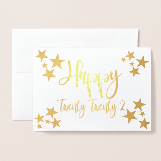 Cartão de Folha de Estrelas do feliz ano novo 2022 (Frente com envelope)