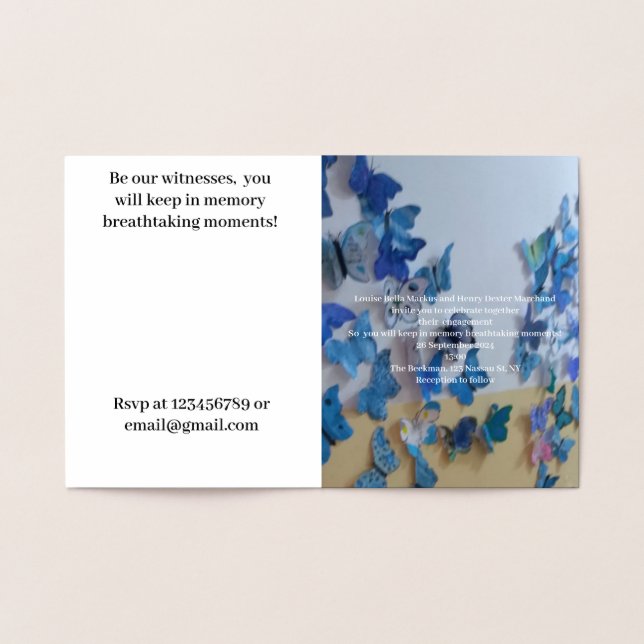 Cartão De Folha De Ouro De Convite Pequeno noivado (Interior)