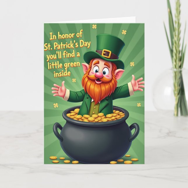 Cartão de Folha de Ouro Falso de Leprechaun (Frente)