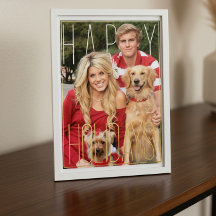 Cartão de Folha Modern PhotoPop Feliz Feriado