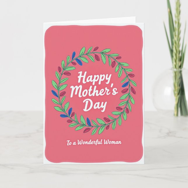 Cartão de Folhas do Dia das Mães Florais (Frente)