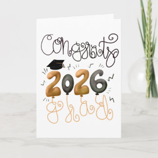 Cartão de Formatura 2026 em azul e dourado