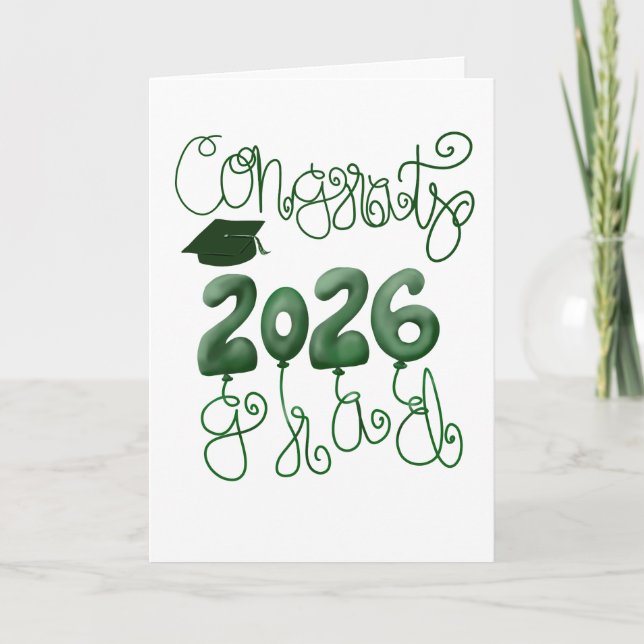 Cartão de Formatura 2026 em Verde e Branco (Frente)