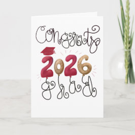 Cartão de Formatura 2026 em vermelho e dourado