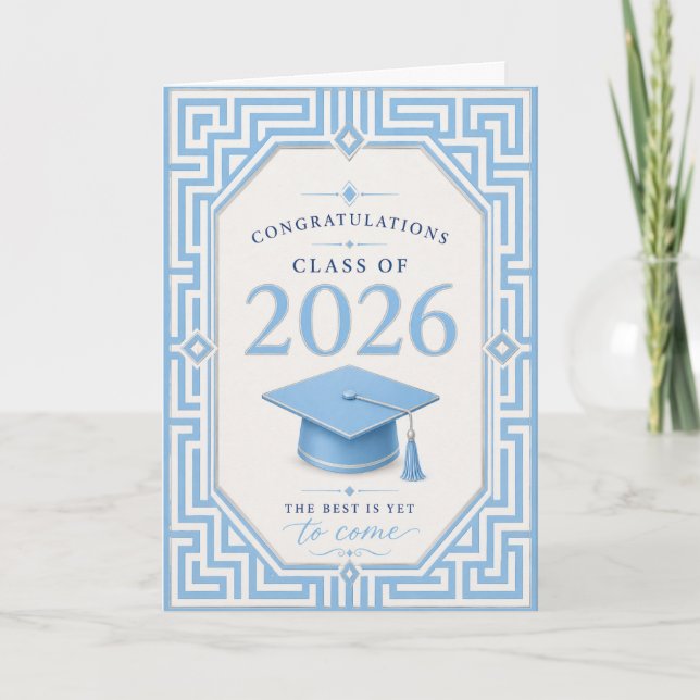 Cartão de Formatura Azul e Branco 2026 (Frente)