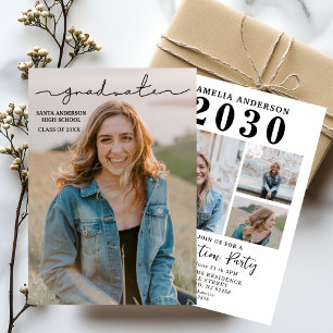 Cartão de Formatura com Múltiplas Fotos, Minimalis