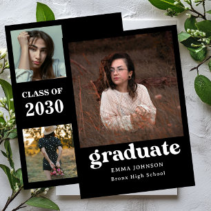 Cartão de Formatura com Múltiplas Fotos, Minimalis