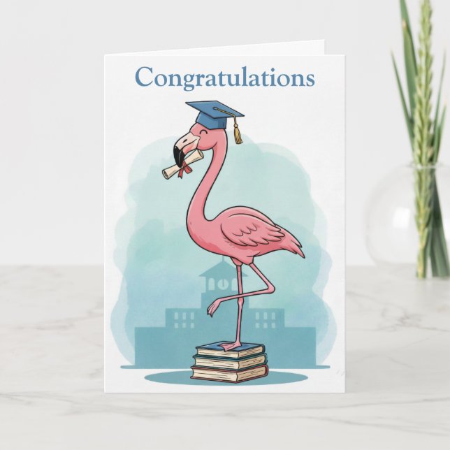 Cartão de Formatura de Flamingo (Frente)