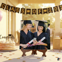Cartão de Formatura de Foto Personalizada Rosa Mod