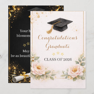 Cartão de Formatura Floral Elegante 2026