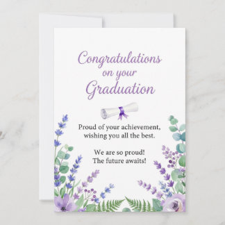 Cartão de Formatura Floral Roxo