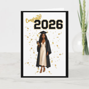 Cartão de Formatura para Ela - Afro-Americana
