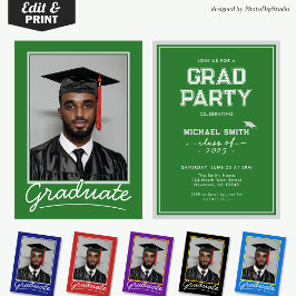 Cartão de Formatura Personalizado, Verde Clássico