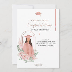 Cartão de Formatura Rosa Elegante Parabéns