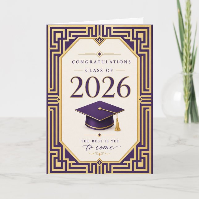 Cartão de Formatura Roxo e Dourado 2026 (Frente)