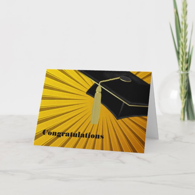 Cartão de Formatura Sunburst e Gorro (Frente)