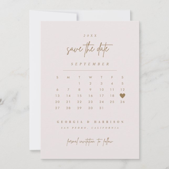 Cartão de Foto Calendário Salve a Data Coração Dou (Frente)