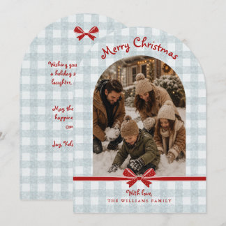Cartão de Foto com Arco de Natal com Laços Xadrez