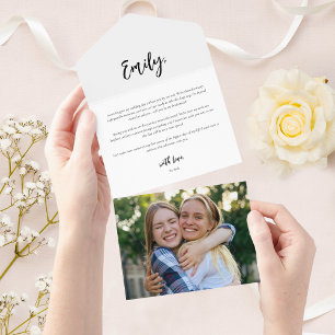 Cartão de Foto com Carta de Proposta de Dama de Ho