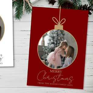 cartão de foto com enfeite de Natal Feliz Natal