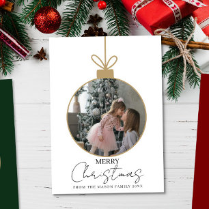 cartão de foto com enfeite de Natal Feliz Natal