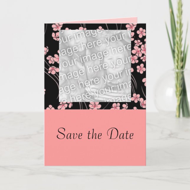 Cartão de Foto das Flores de Cerejeira em Preto (Frente)