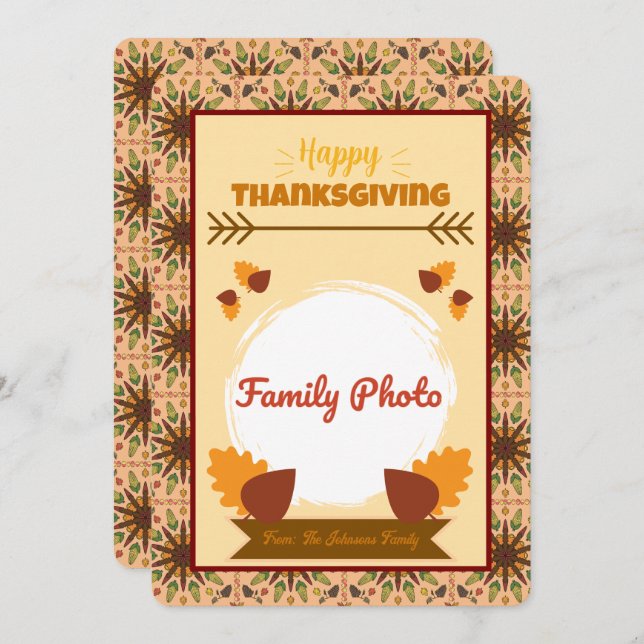 Cartão de Foto de Ação de Graças em Família  (Frente/Verso)