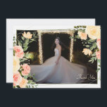 Cartão de Foto de Agradecimento com Moldura de Ros<br><div class="desc">Uma bela flor de aquarela com rosas amarelas e cor de pêssego. Basta adicionar sua foto favorita para torná-la sua. Espaço amplo na parte de trás para seus sentimentos. (Vector criado por asrulaqroni - www.freepik.com). O cartão é fácil de personalizar com sua redação, fonte, cor da fonte, opções de forma...</div>