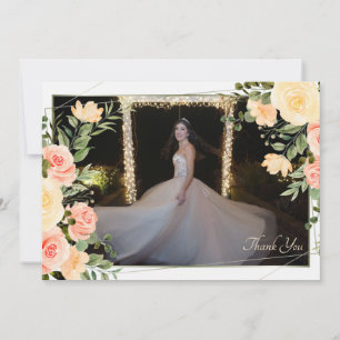 Cartão de Foto de Agradecimento com Moldura de Ros