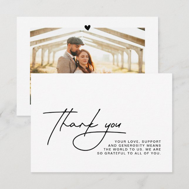 Cartão de Foto de Agradecimento de Casamento (Frente/Verso)