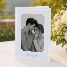 Cartão de Foto de Agradecimento de Casamento Azul