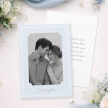 Cartão de Foto de Agradecimento de Casamento Azul 