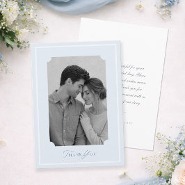 Cartão de Foto de Agradecimento de Casamento Azul