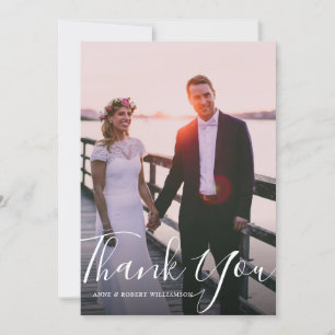 cartão de foto de agradecimento de casamento com l
