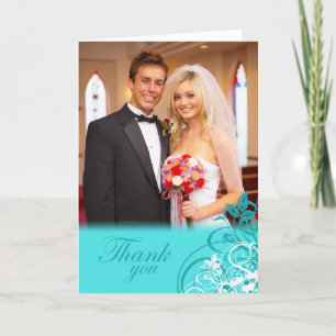 Cartão de foto de agradecimento de casamento com r